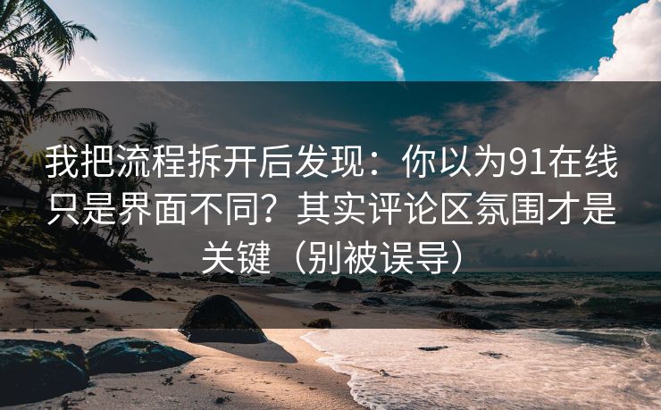 我把流程拆开后发现：你以为91在线只是界面不同？其实评论区氛围才是关键（别被误导）